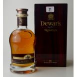 DEWAR`S SIGNATURE BLENDED SCOTCH WHISKY IN POLISHED PRESENTATION BOX. 70cl, 43%