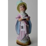 7¾" VICTORIAN HAND PAINTED PORCELAIN FIGURINE ORNAMENT