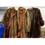 3 VARIOUS FULL LENGTH LADIES LINED FUR COATS