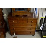 47" VICTORIAN MAHOGANY 3 OVER 3 CHEST OF DRAWERS ON BUN FEET