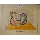 LOUIS WILLIAM WAIN (1860-1939) "BILL & COO." 10½" X 14" FRAMED INK AND WATER COLOUR, SIGNED LOWER