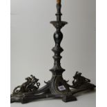 19" LATE VICTORIAN ORNATE EPNS TABLE LAMP WITH GRIFFIN MOUNTS BY JAMES DIXON & SONS, GLASGOW