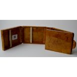 BURR WALNUT 4 SECTION FOLDING CIGARETTE CASE