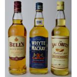 LOT COMPRISING BELLS 8 YEAR OLD (40%, 700ML), WHYTE & MACKAY (40%, 700ML) & JACOBITE (40%, 700ML)