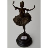 12½" MODERN BRONZE FIGURINE ORNAMENT OF A BALLERINA SIGNED ALDO VITALEH