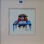 3 FRAMED PEN/INK/CRAYON PICTURES "CATS" BY AILEEN PATERSON