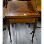 EDWARDIAN INLAID MAHOGANY SINGLE DRAWER ENVELOPE TABLE ON TAPERED LEGS