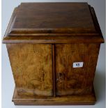 12" BURR WALNUT DOUBLE DOOR FITTED 3 DRAWER STATIONARY BOX