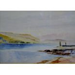 9½" X 13½" GILT FRAMED WATER COLOUR "BOAT ON A LOCH" SIGNED SAM BOUGH 1864 LOWER RIGHT