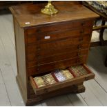 28¾" VICTORIAN MAHOGANY 10 DRAWER CUTLERY CABINET WITH QUANTITY EPNS CUTLERY THERE IN