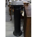 43½" EBONISED COLUMNED PLANT PEDESTAL WITH SQUARE TOP