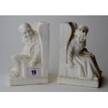 PAIR OF PARIAN WARE FIGURAL BOOK ENDS - DARBY & JOAN REG 755790