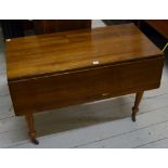 42" VICTORIAN MAHOGANY PEMBROKE STYLE DROP LEAF TABLE WITH SINGLE DRAWER