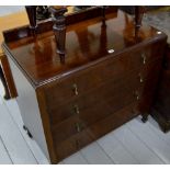 36" MAHOGANY 4 DRAWER CHEST WITH BRASS PEAR DROP HANDLES ON SPADE FEET