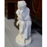 FINE 23½" CARVED MARBLE STATUE - CONTEMPLATION