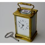 6¼" HEAVY BRASS CASED CARRIAGE CLOCK WITH KEY