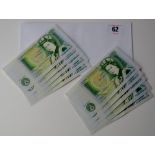 10 BANK OF ENGLAND £1 NOTES - SEQUENTIAL DW23 995629 - DW23 995638