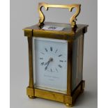 6" HEAVY BRASS SWISS MADE CARRIAGE CLOCK RETAILED BY MATTHEW NORMAN, LONDON