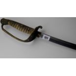 HAND MADE JAPANESE IMPERIAL KYU GUNTO OFFICERS SWORD WITH SHAGREEN HILT & THE BLADE SECURED TO THE