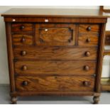 50½" VICTORIAN MAHOGANY 5 OVER 3 DRAWER OG CHEST ON COLUMNED SUPPORTS