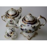 32 PIECES OF VICTORIAN HAND PAINTED FLORAL TEA WARE COMPRISING LIDDED TEA POT, 3 PLATES, 12 SAUCERS,