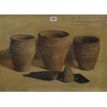 JOHN MCGHIE (1867-1952) 16" X 22" UNFRAMED OIL PAINTING ON CANVAS "STILL LIFE - THREE CELTIC URNS"