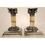 Coppia candellieri in avorio e metallo argentato h cm 11,5  xx sec. Pair candlesticks in ivory and