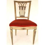 Sei sedie realizzate in legno di faggio laccate e lumeggiate in oro con seduta imbottita, Veneto