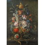 Dipinto tratto ad olio su tela cm 49 x73 raffigurante "naturamota di fiori in vaso" Olanda XVIII/XIX