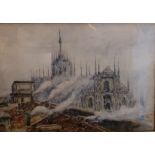 Raimondo Giovanetti Acquarello cm 70x50,5 raffigurante "Duomo di Milano" firmato in basso a sinistra