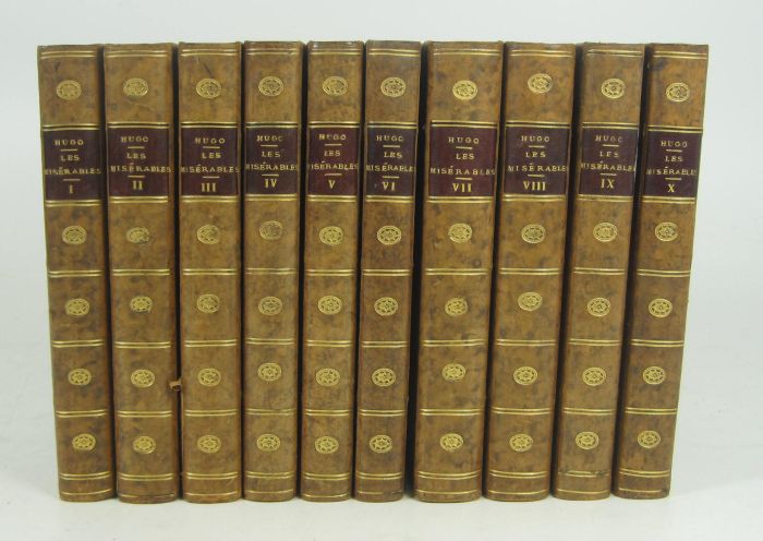 Hugo, Victor Les misérables. Brussels: A. Lacroix, Verboeckhoven & Co., 1862. 10 volumes, 8vo, in