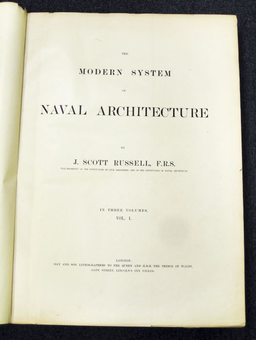 Russell, J. Scott The modern system of naval architecture. London: Day and Son, [1864-5?] 3 volumes, - Image 3 of 3