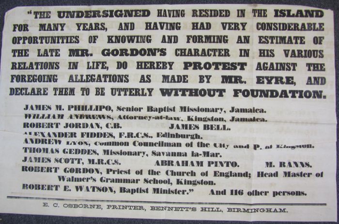 Broadside - Jamaica - Anti-Slavery Society - Gordon and Eyre The Committee of the British and - Image 2 of 2