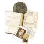 Autograph album, and other items of ephemera An album of clipped signatures, c. 1870's, to include