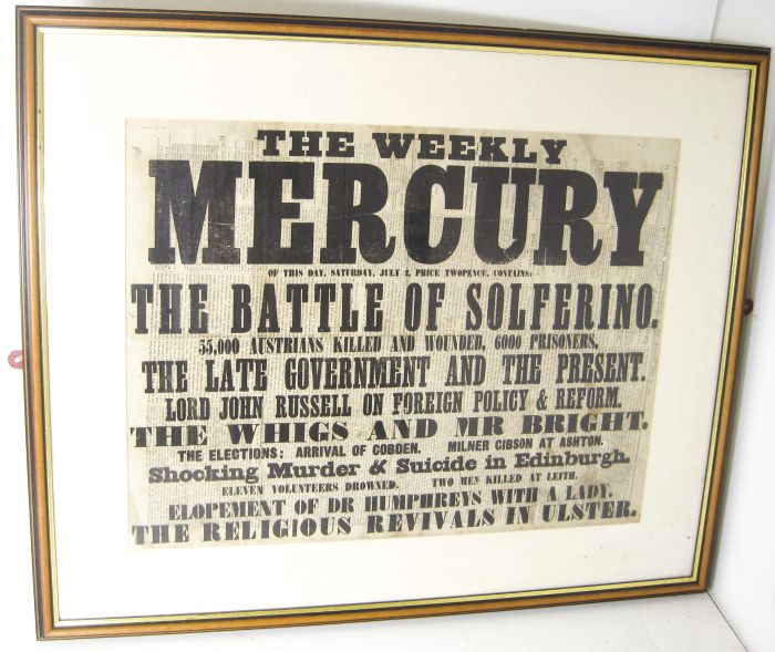 Red Cross interest - Battle of Solferino - Caledonian Mercury Advertisement for the Caledonian