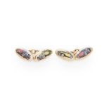 MOTORING INTEREST - A pair of 18ct gold and enamel set cufflinks the oval terminals each with enamel