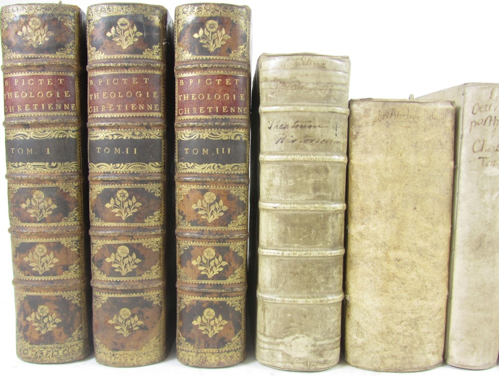 10 volumes, including Pictet, B.  La théologie Chretienne. Geneva, 1721. 3 volumes, 4to, portrait, - Image 2 of 2