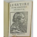 Ariosto, Ludovico  Le satire. Venice: Nicolo d'Aristotile detto Zoppino, 1538. 8vo, [64], large