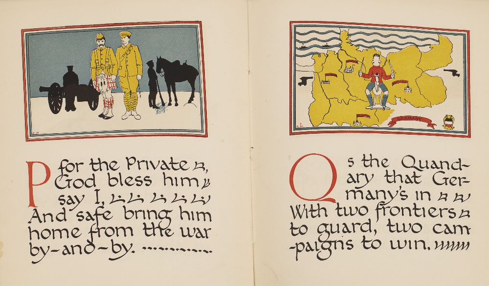 Whitworth, Geoffrey  The child's ABC of the war. London: George Allen & Unwin, 1914. 4to, coloured - Image 2 of 3