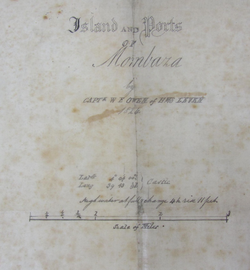 Owen, W.E.  Island and ports of Monbaza by Capt. W.E. Owen of H.M.S. Leven, manuscript map of - Image 2 of 2
