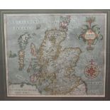 Scotland & Kent, 2 framed maps  Hole, William - Mercator, Gerard Scotia regnum, [Amsterdam?,