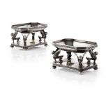 A pair of European 19th century saltspossibly Austro Hungarian, of canted rectangular form, the