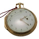 NICOLAS LIND, LONDON - A large size fusee pocket watchthe gold case with turquoise cabochon, button,