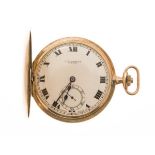 J W BENSON - A 9ct gold demi-hunter cased pocket watchkeyless wind, circa 1930, of slim line form,