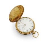 A gentlemans 18ct gold cased pocket watchin full hunter case, all over engraved foliate design