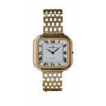 BAUME & MERCIER - A gentleman's 18ct gold wrist watchquartz movement, slight rounded square dial