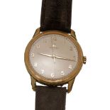 OMEGA - A gentleman's 9ct gold wrist watchthe circular champagne dial with Arabic numerals, to a
