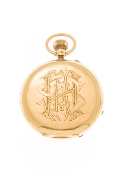 An 18ct gold cased pocket watchin full hunter case, engraved monogram, keyless wind, engraved - Image 2 of 2