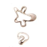 GEORG JENSEN - A brooch and similar ringthe brooch of asymmetric form in silver, no. 321, '