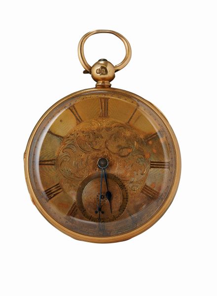 An 18ct gold cased wrist watch (Whytock of Dundee)open faced, key wind, gilt dial, Roman numerals,